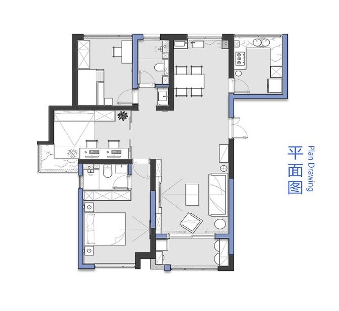 那一抹藍-杭州公館-現代風(fēng)格設計裝修設計理念